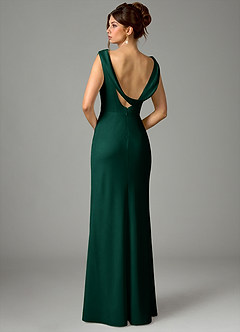 Azazie Kieryn Bridesmaid Dresses Emerald Mermaid Pleated Stretch Satin Dress image6