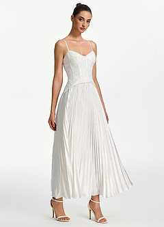 Isolde Weiß Maxikleid aus Spitze in A-Linie mit Korsettmuster image4