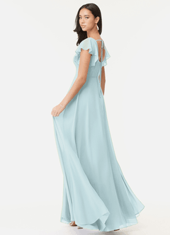 Azazie Bondi Bridesmaid Dresses Mist A-Line Ruffled Chiffon Dress image5