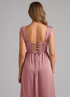 Azazie Hattie Abiti da Damigella Abito A-Line in Raso Elasticizzato Corsetto Rosa Polverosa image7