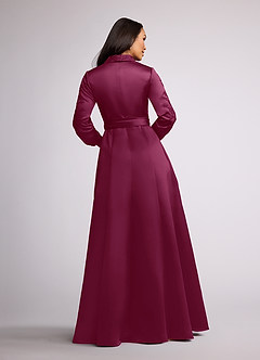 Azazie Ruth Mother of the Bride Dresses Mulberry A-Line Lace Matte Satin Dress image4
