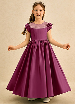 Azazie Toffee Abiti da Ragazza di Fiori Abito Stile Principessa in Raso Opaco Fiocco Gelso image3