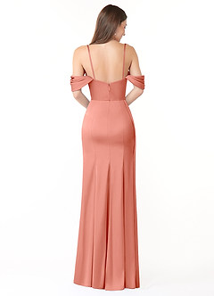 Azazie Amyra Bridesmaid Dresses Coral Mermaid Off the Shoulder Stretch Satin Convertible Dress image2