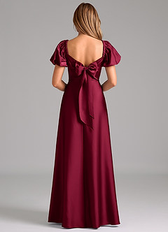 Azazie Fatima Bridesmaid Dresses Burgundy A-Line Pleated Stretch Satin Dress image6