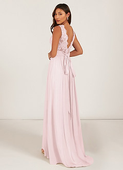 Azazie Gertrude Brautjungfernkleider A-Linie Spitze Chiffon Kleid Zartrosa image5
