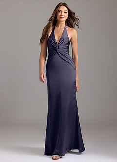 Azazie Valerie Bridesmaid Dresses Stormy Mermaid Pleated Stretch Satin Dress image3