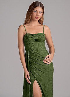 Azazie Amyra Vestidos de damas de honor Vestido de Oliva de Devorado Floral de Corte Sirena Convertible con Vestidos sin tirantes image2