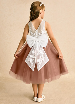 Azazie Lina Flower Girl Dresses Ivory Bronzer Ball-Gown Lace Dress image1