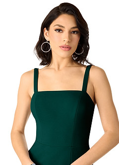 Azazie Gianetta Bridesmaid Dresses Pine Mermaid Side Slit Stretch Crepe Dress image4
