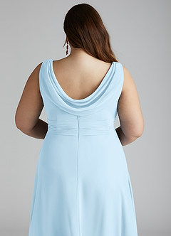 Azazie Karina Bridesmaid Dresses Sky Blue A-Line Pleated Chiffon Dress image11
