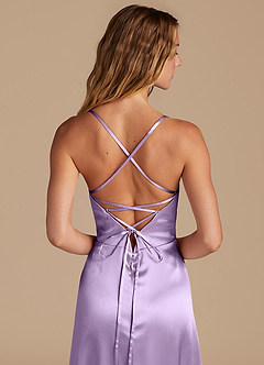 Azazie Mei Bridesmaid Dresses Lilac A-Line Metallic Satin Dress image2