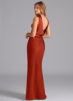 Azazie Lusinda Brudtärnklänningar Klä av Sjöjungfru i Stretch Satin Axelbandslös Rost image2