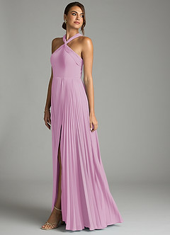 Azazie Afra Abiti da Damigella Abito A-Line in Chiffon Plissettato Rosa Confetto image4