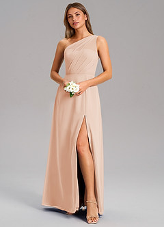 Azazie Phaedra Bridesmaid Dresses English Rose A-Line One Shoulder Chiffon Dress image4