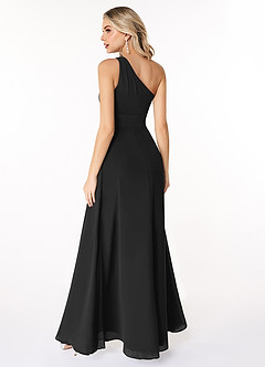 Azazie Dallas Jurken voor bruidsmeisjes Jurk van Chiffon met A-Lijn One-Shoulder Zwart image2