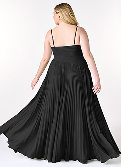 Azazie Vini Bridesmaid Dresses Black A-Line V-Neck Pleated Chiffon Dress image9