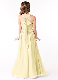 Azazie Jaylah Junior Lemon Sorbet A-Line Ruched Chiffon Dress image2
