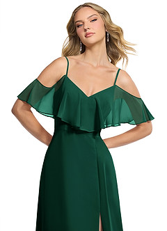 Azazie Jean Abiti da Damigella Abito Convertibile A-Line in Chiffon Smeraldo image6