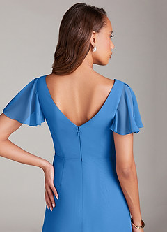 Azazie Soren Bridesmaid Dresses Blue Jay A-Line Ruched Chiffon Dress image7
