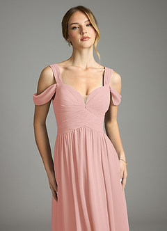 Azazie Lianne Vestidos de damas de honor Vestido de Rosetón de Gasa de Corte en A con Vestidos sin tirantes image3