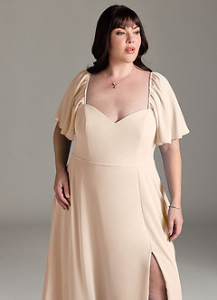 Azazie Chloe Bridesmaid Dresses White Alabaster A-Line Sweetheart Neckline Chiffon Dress image12