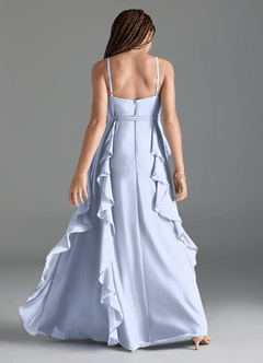 Azazie Peyton Junior Ice A-Line V-Neck Cascading Ruffles Chiffon Dress image5