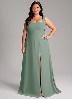 Azazie Debra Bridesmaid Dresses Silver Sage A-Line with Pockets Chiffon Convertible Dress image8