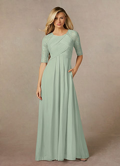 Azazie Raelyn Mother of the Bride Dresses Dusty Sage A-Line Lace Mesh Dress image1