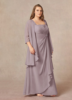 Azazie Weisz Abiti per la Madre della Sposa Abito A-Line in Chiffon Plissettato con Scollo Quadrato Dusk image9