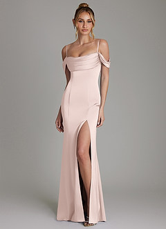 Azazie Nira Abiti da Damigella Abito Sirena in Raso Elasticizzato Corsetto Rosa Rossore image5