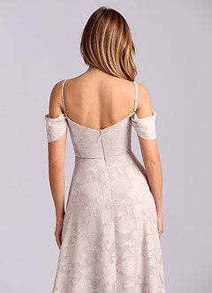 Azazie Marley Final Sale Blushing Pink A-Line Off the Shoulder Floral Burnout Convertible Dress image2