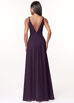 Azazie Maren Bridesmaid Dresses Plum A-Line Pleated Chiffon Dress image2
