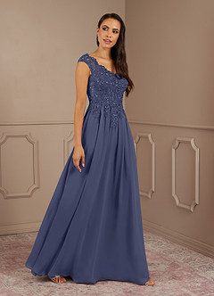 Azazie Amethyst vestidos de madre de la novia Vestido de Tormenta de Gasa de Corte En A con Lentejuelas Cuello V image3