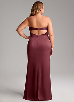 Azazie Leonis Bridesmaid Dresses Merlot Mermaid Pleated Stretch Satin Convertible Dress image9