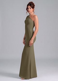 Azazie Rinna Bridesmaid Dresses Willow Green Mermaid One Shoulder Chiffon Dress image4