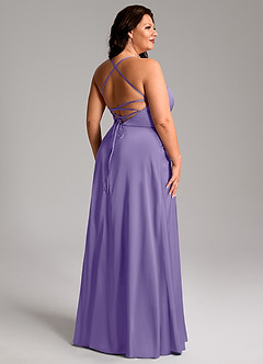 Azazie Mei Robes de demoiselle d'honneur Robe Trapèze en Satin extensible Col en V Tahiti image11