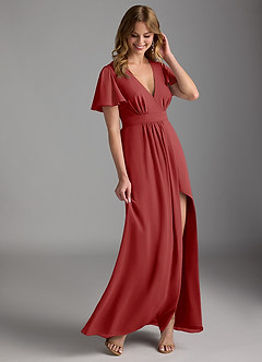 Azazie Zaniah Bridesmaid Dresses Rust A-Line Chiffon Dress image6