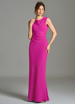 Azazie Kieryn Brautjungfernkleider Meerjungfrau-Linie Plissee Chiffon Kleid Fuchsia image4