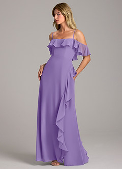 Azazie Aubrie Brautjungfernkleider A-Linie Schulterfrei Chiffon Kleid Tahiti image3