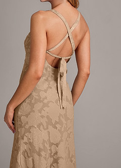Azazie Aliza Bridesmaid Dresses Champagne A-Line Floral Burnout Dress image6