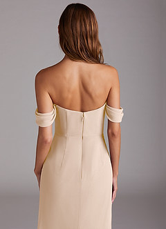 Azazie Saige Robes de demoiselle d'honneur Robe Trapèze Convertible en Mousseline de soie Épaule décolletée Albâtre Blanc image6