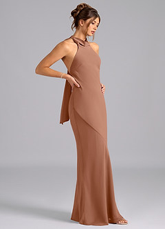 Azazie Velli Bridesmaid Dresses Bronzer Mermaid Bow Chiffon Dress image4