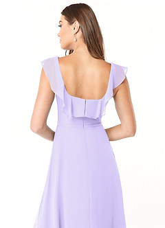 Azazie Jinny Robes de demoiselle d'honneur Robe Trapèze en Mousseline de soie Encolure carrée froncée Lilas image6
