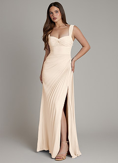 Azazie Amberly Bridesmaid Dresses White Alabaster Sheath Sweetheart Neckline Chiffon Dress image1