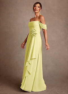 Azazie Amherst Mother of the Bride Dresses Lemon Sorbet A-Line Off the Shoulder Chiffon Dress image4