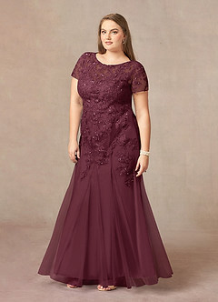 Azazie Laurie Mother of the Bride Dresses Cabernet Mermaid Scoop Sequins Tulle Dress image9