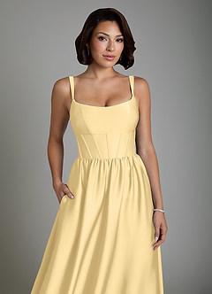 Azazie Mona Brautjungfernkleider A-Linie Korsett Stretch-Satin Kleid Butter image3