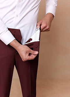front Savile Burgundy Wool Blend Dress Pants