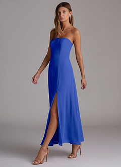 Azazie Wren Bridesmaid Dresses Royal Blue A-Line Strapless Chiffon Dress image3