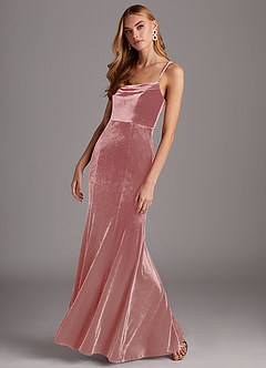 Azazie Solange Vente Finale Robe Fourreau en velours Plissée Black image3